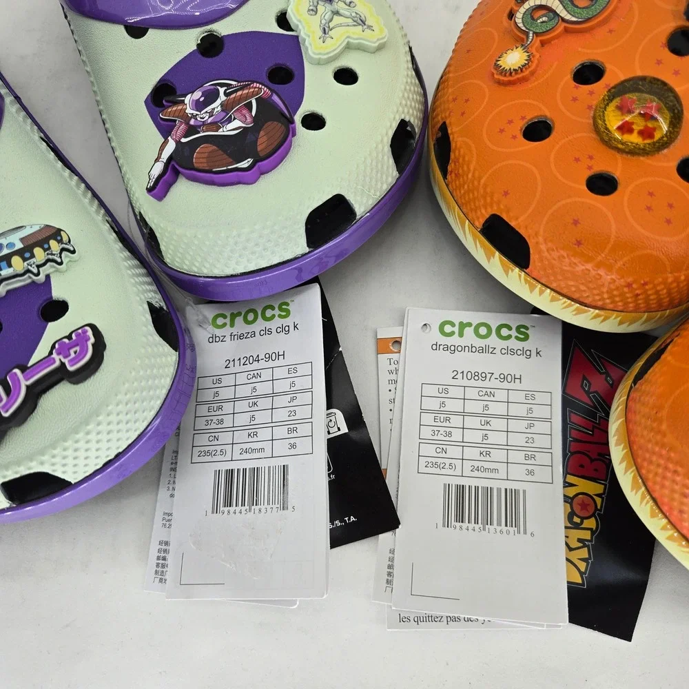 Crocs Dragon Ball Z Goku Frieza Classic Clog 2 Pair Kids J5 Mens 5 Womens 7